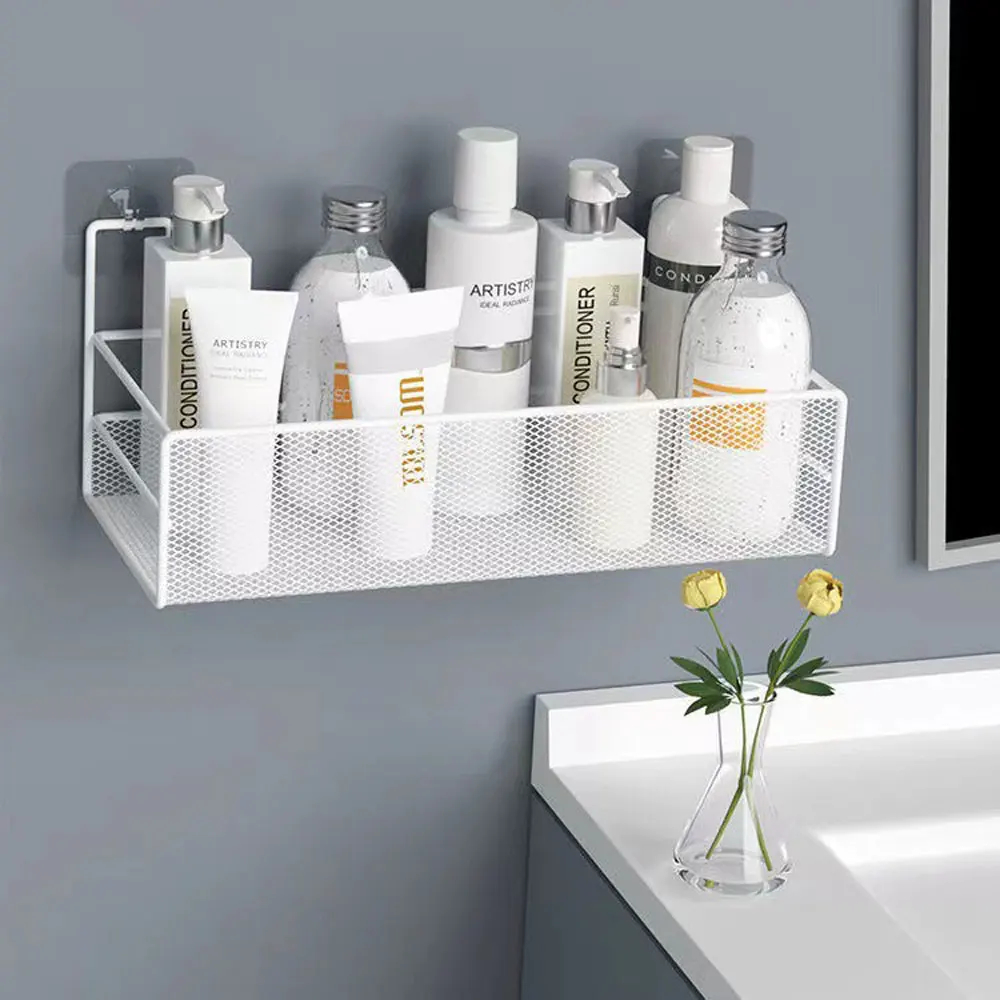 Metal Bathroom Wall Mounted Storage Rack – Shower Caddy Organizer Shelf